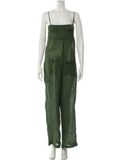 Pre-owned Three Graces London Printed Square Neckline Jumpsuit In Green