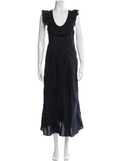 Pre-owned Three Graces London Scoop Neck Long Dress In Blue