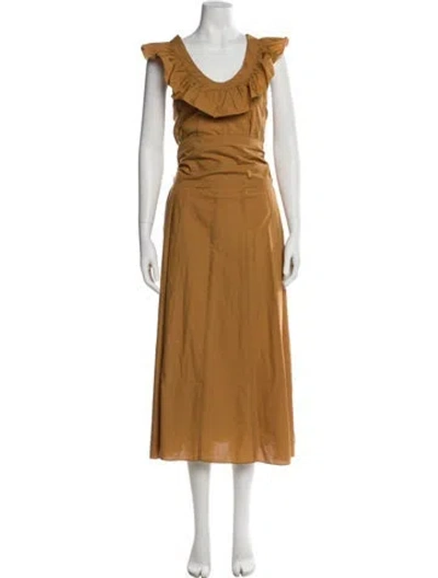 Pre-owned Three Graces London Scoop Neck Long Dress In Brown