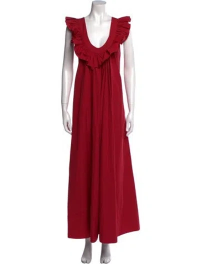 Pre-owned Three Graces London Scoop Neck Long Dress In Red