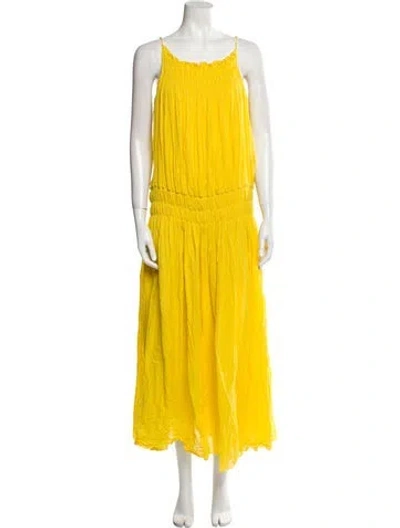 Pre-owned Three Graces London Scoop Neck Long Dress In Yellow