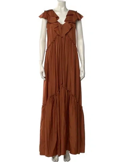 Pre-owned Three Graces London Silk Long Dress W/ Tags In Brown