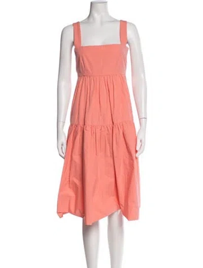 Pre-owned Three Graces London Square Neckline Midi Length Dress In Pink