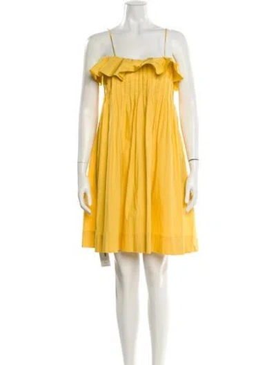 Pre-owned Three Graces London Square Neckline Mini Dress In Yellow