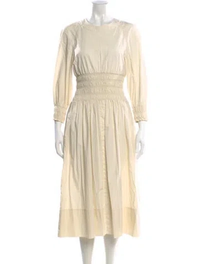Pre-owned Three Graces London Three Graces Crew Neck Midi Length Dress In Neutral