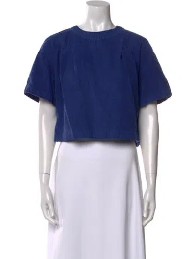 Pre-owned Three Graces London Three Graces Crew Neck Short Sleeve Crop Top In Blue