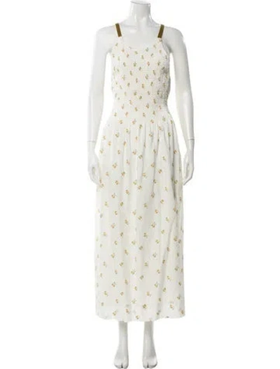 Pre-owned Three Graces London Three Graces Floral Print Long Dress In Neutral