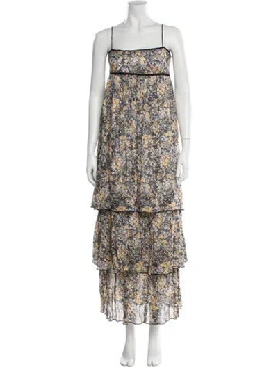 Pre-owned Three Graces London Three Graces Floral Print Long Dress In Orange