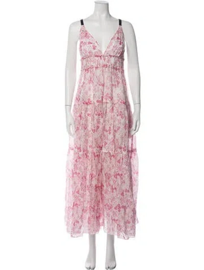 Pre-owned Three Graces London Three Graces Floral Print Long Dress In Pink