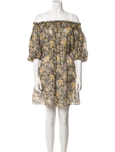 Pre-owned Three Graces London Three Graces Floral Print Mini Dress W/ Tags In Yellow