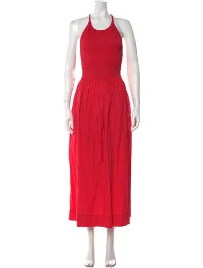 Pre-owned Three Graces London Three Graces Halterneck Long Dress In Red