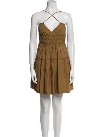 Pre-owned Three Graces London Three Graces Halterneck Mini Dress In Brown