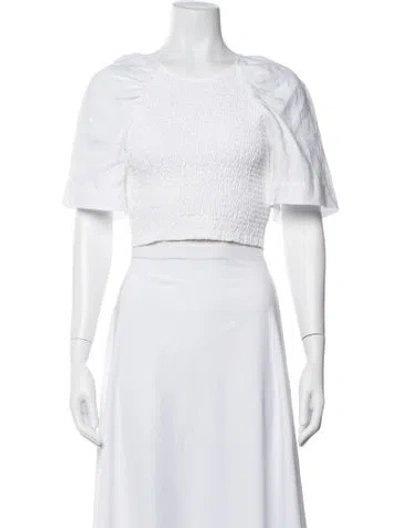 Pre-owned Three Graces London Three Graces Linen Crew Neck Crop Top W/ Tags In White