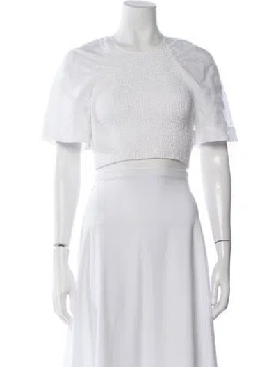 Pre-owned Three Graces London Three Graces Linen Crew Neck Crop Top In White