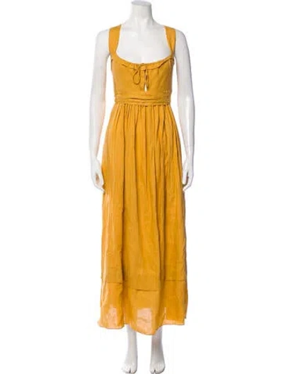 Pre-owned Three Graces London Three Graces Linen Long Dress In Brown