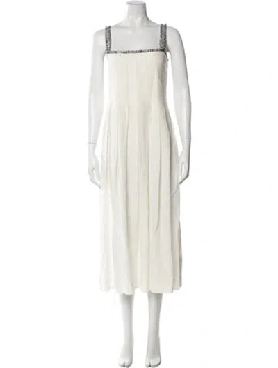 Pre-owned Three Graces London Three Graces Linen Long Dress In Neutral