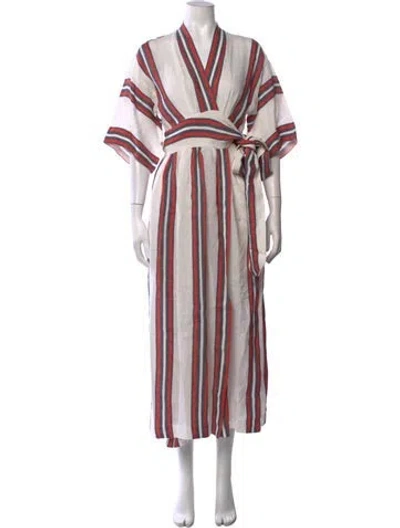 Pre-owned Three Graces London Three Graces Linen Long Dress In Neutrals