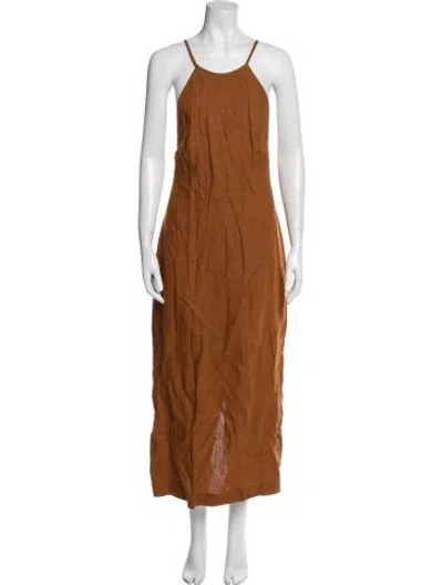 Pre-owned Three Graces London Three Graces Linen Long Dress In Orange