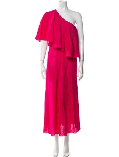 Pre-owned Three Graces London Three Graces Linen Long Dress In Pink
