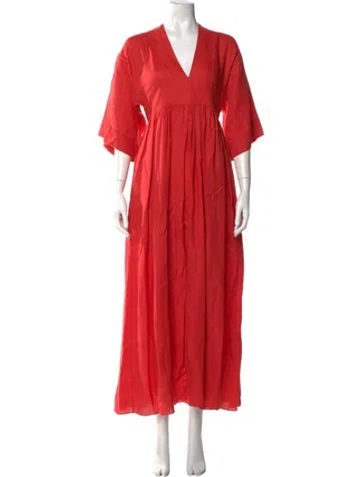 Pre-owned Three Graces London Three Graces Linen Long Dress In Red