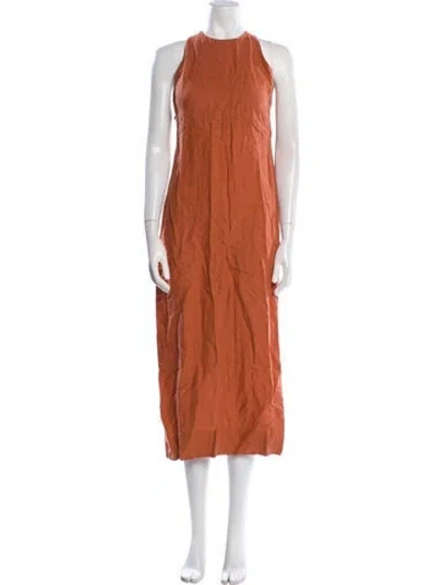 Pre-owned Three Graces London Three Graces Linen Long Dress W/ Tags In Orange