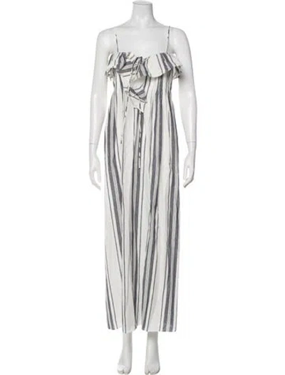 Pre-owned Three Graces London Three Graces Linen Long Dress In White