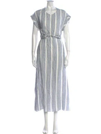 Pre-owned Three Graces London Three Graces Linen Long Dress In White