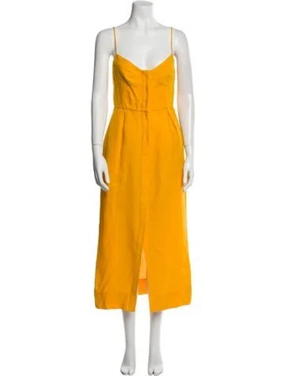 Pre-owned Three Graces London Three Graces Linen Long Dress In Yellow