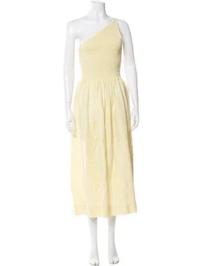 Pre-owned Three Graces London Three Graces Linen Long Dress In Yellow