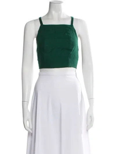 Pre-owned Three Graces London Three Graces Linen Square Neckline Crop Top In White