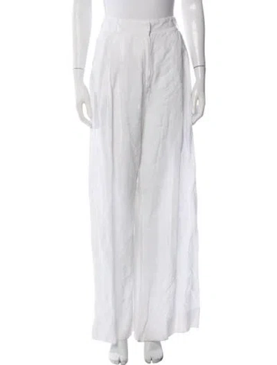 Pre-owned Three Graces London Three Graces Linen Wide Leg Pants In White