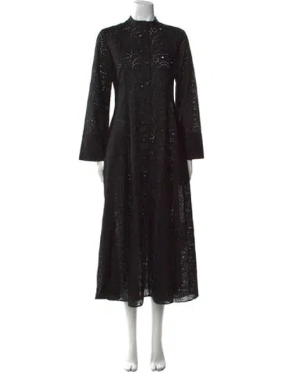 Pre-owned Three Graces London Three Graces Mock Neck Long Dress In Black