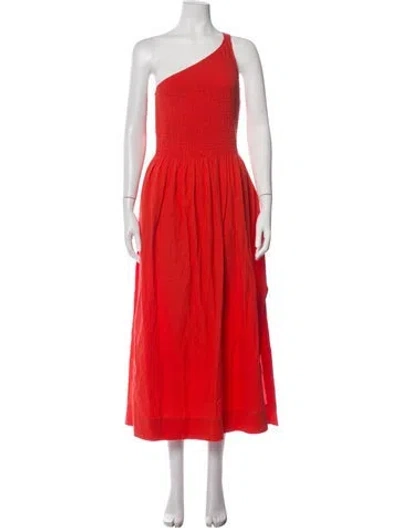 Pre-owned Three Graces London Three Graces One-shoulder Midi Length Dress In Red