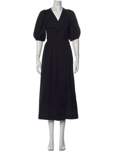Pre-owned Three Graces London Three Graces Patterned Midi Length Dress In Black