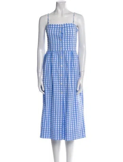 Pre-owned Three Graces London Three Graces Plaid Print Knee-length Dress In Blue