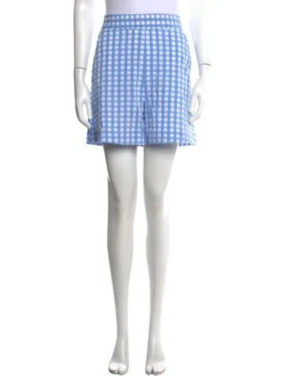 Pre-owned Three Graces London Three Graces Plaid Print Mini Shorts In Blue