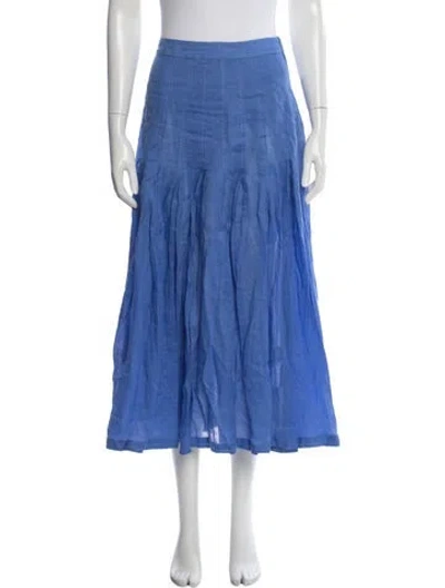 Pre-owned Three Graces London Three Graces Pleated Accents Long Skirt In Blue