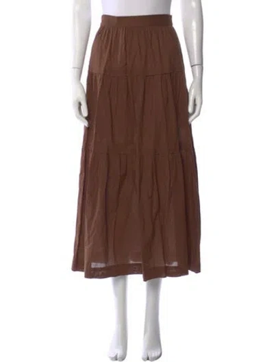 Pre-owned Three Graces London Three Graces Pleated Accents Long Skirt In Brown