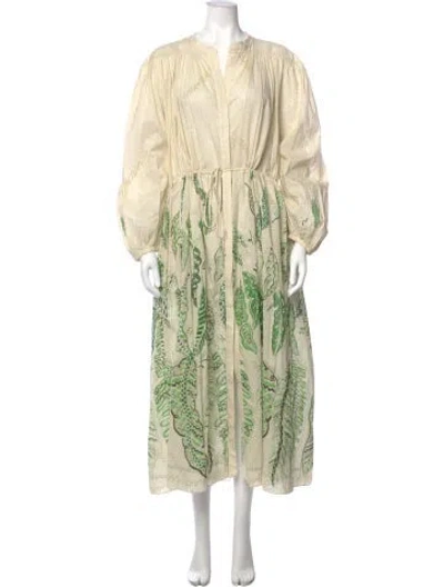 Pre-owned Three Graces London Three Graces Printed Long Dress In Multi