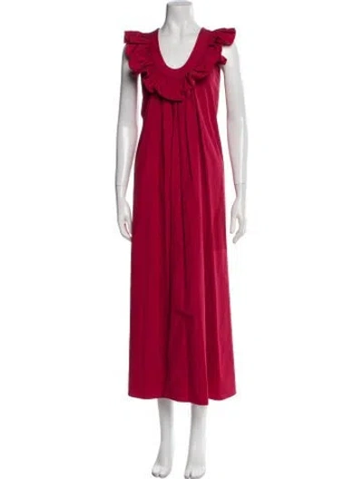 Pre-owned Three Graces London Three Graces Scoop Neck Long Dress In Red