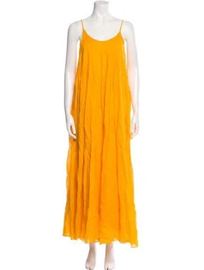 Pre-owned Three Graces London Three Graces Scoop Neck Long Dress In Yellow