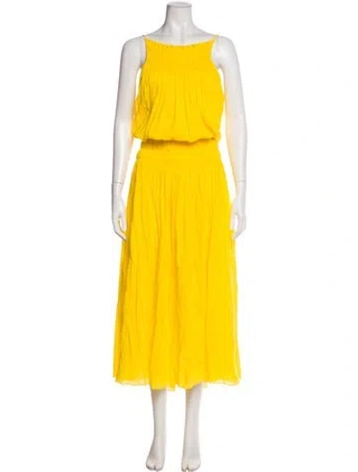 Pre-owned Three Graces London Three Graces Scoop Neck Long Dress In Yellow