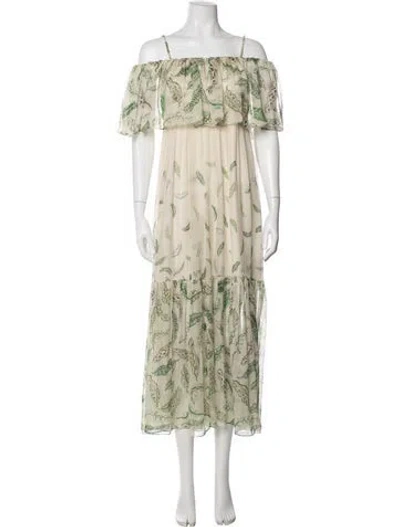 Pre-owned Three Graces London Three Graces Silk Long Dress In Neutrals