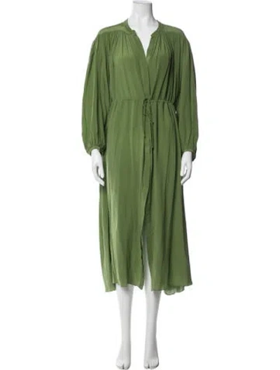 Pre-owned Three Graces London Three Graces Silk Midi Length Dress In Green