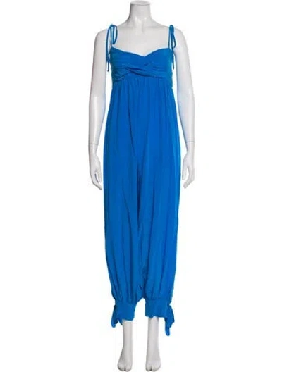 Pre-owned Three Graces London Three Graces Square Neckline Jumpsuit In Blue