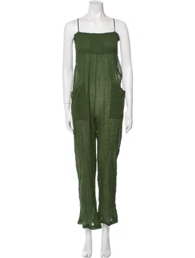 Pre-owned Three Graces London Three Graces Square Neckline Jumpsuit In Green