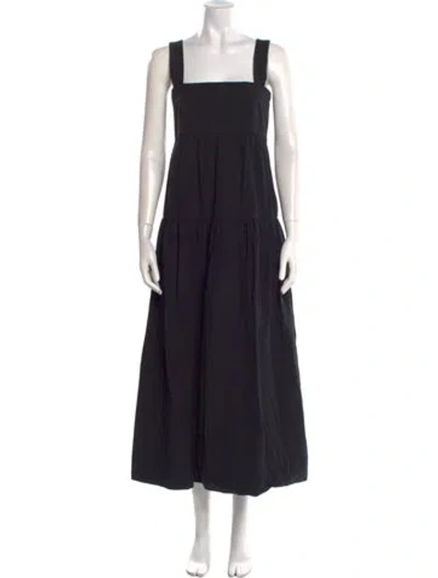 Pre-owned Three Graces London Three Graces Square Neckline Long Dress In Black
