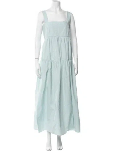 Pre-owned Three Graces London Three Graces Square Neckline Long Dress In Blue/green