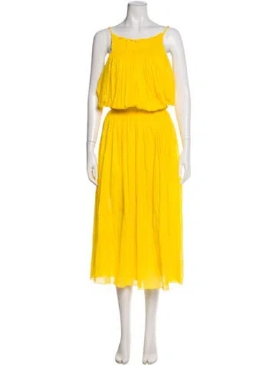 Pre-owned Three Graces London Three Graces Square Neckline Long Dress In Yellow