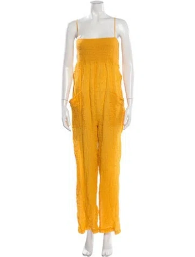 Pre-owned Three Graces London Three Graces Square Neckline Long Dress In Yellow